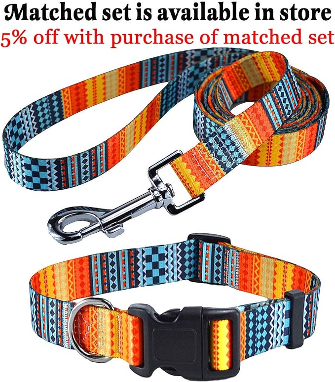 Mihqy Dog Collar for Small Dogs, Fashion Design, Bohemian Orange,S | Neck Fit 9.8"-15.7", Multiple Patterns，4 Sizes for Small Medium Large Dogs, Comfortable for Walks and Outdoor Hikes - Image 7