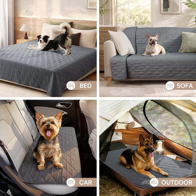 Luciphia 100% Waterproof Couch Cover Blanket for Dogs Anti-Slip Pet Couch Protector Sofa Mat Puppy Cat with Non-Slip Bottom, Grey, 30x70 Inch (Pack of 2) - Image 4