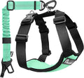 Pawaboo Dog Seat Belt Harness for Car, Seatbelt Harness with 2 in 1 Buckle | Adjustable Breathable Harness for Car, Elastic Reflective Heavy Duty Dog Tether, for Small Medium Large Pets, S, Blue Light by Pawaboo