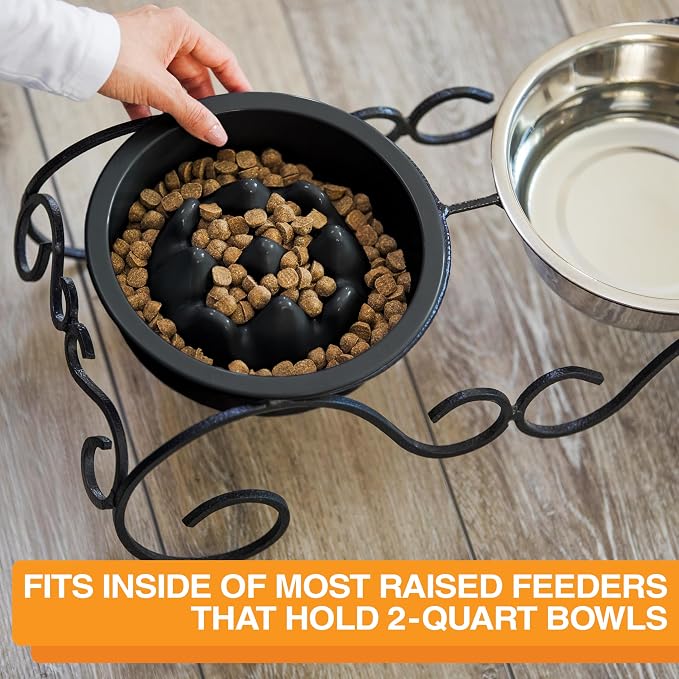 The Niner Slow Feed Bowl - Raised Peaks Slow Down Pets Eating - Fits Elevated Feeders Including Neater Feeder Large Sizes - Gentle on Teeth and Gums - Holds up to 2 Cups (Black) - Image 5