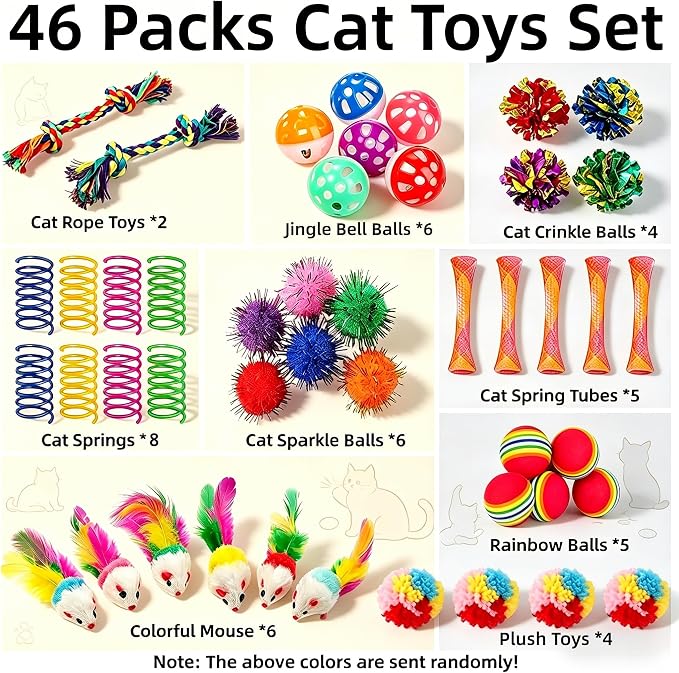 46 PCS Cat Toys for Indoor Cats, Kitten Toys with Mint Catnip for Kittens | Relieves cat boredom; reduces destructive behavior; safe material; various interactive styles; stimulates hunting instinct - Image 2