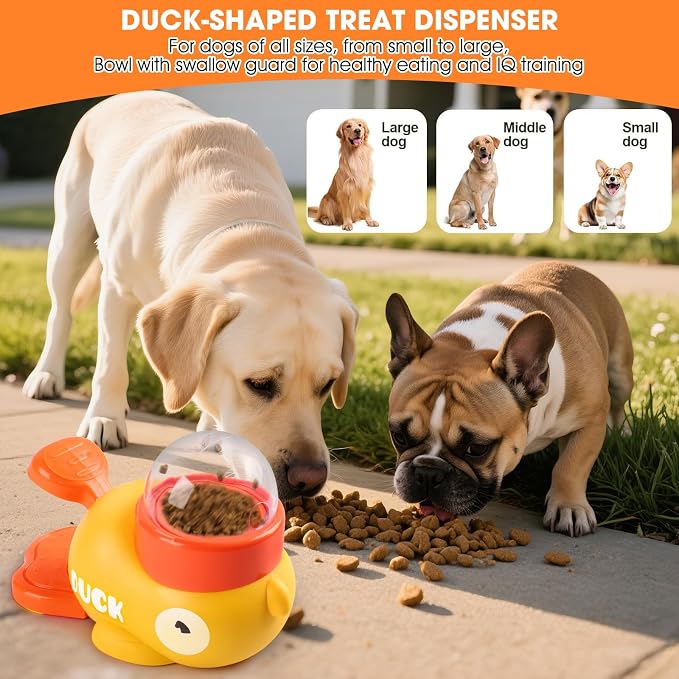 Interactive Dog Treat Dispenser Toy, 2026 New Duck Shape Puzzle Feeder,Interactive Dog Food Dispenser with Press Button and Rotating Design,Slow Feeding Game for Dogs and Cats - Image 3