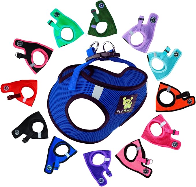 EcoBark Step in Dog Harness, Reflective Mesh Vest, Royal Blue Sport, Large | Soft Luxurious Eco Friendly Comfort Secure Halter, No Pull Adjustable Pet Harness, Designed for Small & Medium Dogs by EcoBark