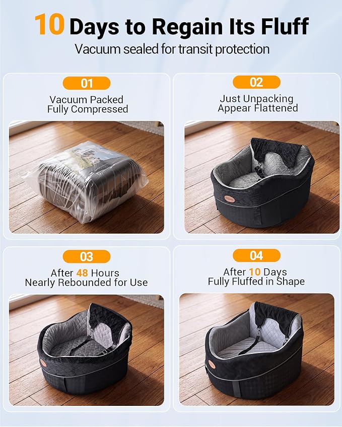 PetDance Dog Car Seat【Strength-Built for Small/Medium Dogs】 Up to 40lbs | High‑Density Springy Foam Pet Car Seat, 2-In-1 Reversible Cushion, 30% Extra Spacious, Anti-Slip Base, Detachable & Washable - Image 7