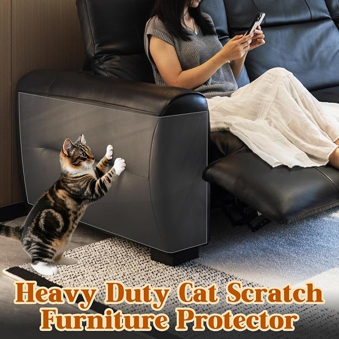 Cat Scratch Furniture Protector - Design for Leather Couch, 157.5"x11.8" Clear Couch Protector from Cat Claws, Thickened Anti-Scratch Adhesive Roll, Cuttable & Residue-Free, No Pins | 157"x11.8" Clear Couch Protector from Cat Claws, Thickened Anti-Scra... - Image 7