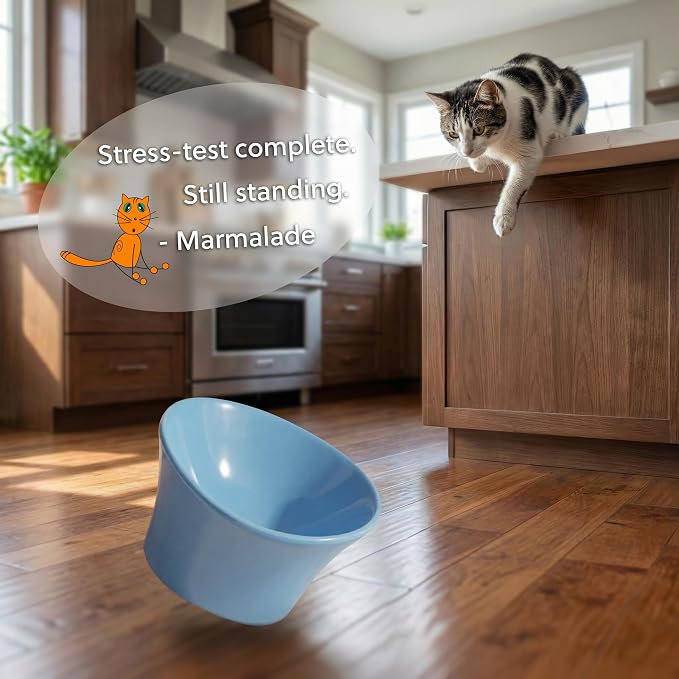 Elevated Cat Bowls for Water – Whisker & Neck Fatigue Shallow Cat Dishes – Raised Bowl for Indoor Cats – Vet-Recommended Height, Food-Grade Melamine – Non-Slip & Dishwasher-Safe – 8 oz White - Image 5
