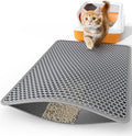 Powools Cat Litter Mat - 30" x 24" Large Litter Box Mat with Double Layers, Urine-Proof and Non-Slip Litter Trapping Mat, Easy to Clean Kitty Litter Mats for Floor, Scatter Control, Grey by Powools