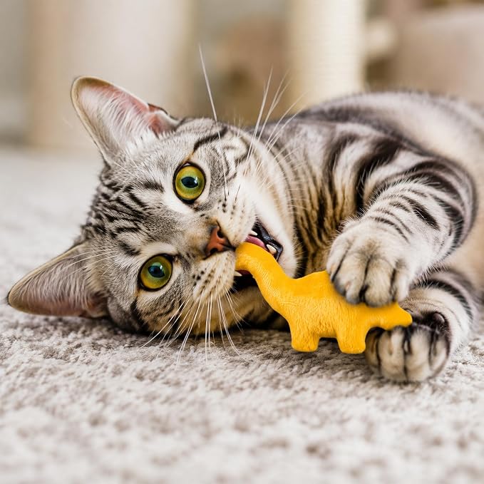 8Pcs Dino Nuggets Catnip Toys for Cat, Interactive Catmint Cat Toy Gift | Soft Cotton, Durable for Chew Kick, Catnip Filled Dinosaur Chicken Nugget Indoor Kitten for Boredom Exercise Play - Image 4