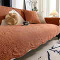 vctops Boho Cotton Quilted Couch Cover Soft Embroidered Sofa Cover Non-Slip Dog Bed Cover Scalloped Sofa Slipcover Washable Furniture Protector Cover (Orange,43"x70") by vctops
