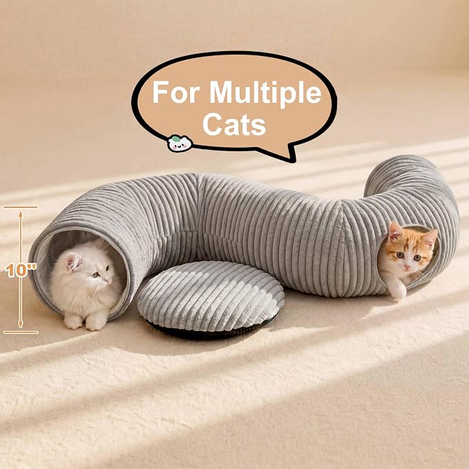 31 Pcs Interactive Cat Toys for Indoor Cats, Cat Tunnel with Moving Ball, Cat Toy Launcher, Catnip Toys, Chew Rope, Feather Wand, Springs and Balls for Indoor Kittens, Grey - Image 7