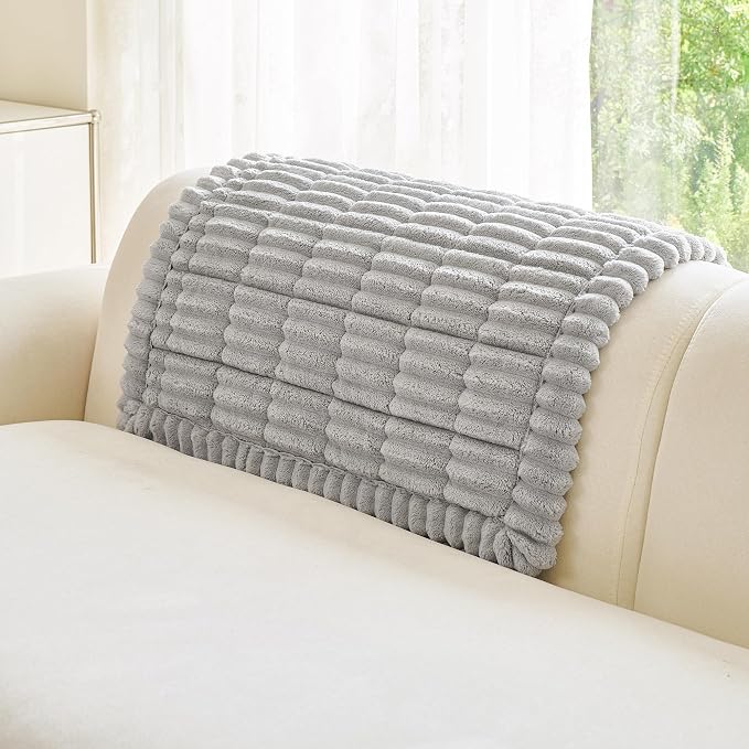 MYSKY HOME Chair Covers, Non-Slip Couch Cover, Light Grey, 27.6" x 27.6" | Recliner Chair Covers, Soft & Thick Chair Arm Covers Protector, Couch Cushion Covers, Dog Couch Covers, Sofa Covers Washable - Image 5