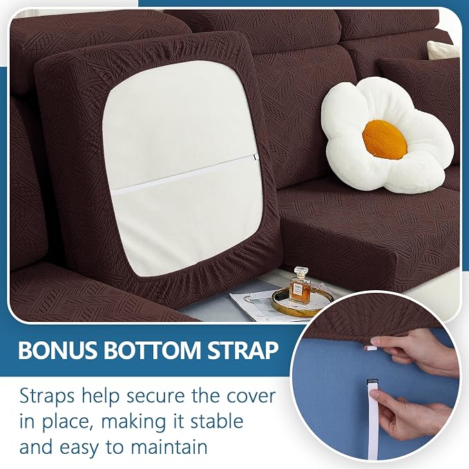 hyha Individual Couch Cushion Covers, Sofa Seat Cushion Covers Washable | Stretch Dog Couch Cover, Elastic Bottom, Anti-Slip Furniture Protector, Ideal For Pets & Kids, Durable Sofa Slipcover, 2 Pcs - Image 4