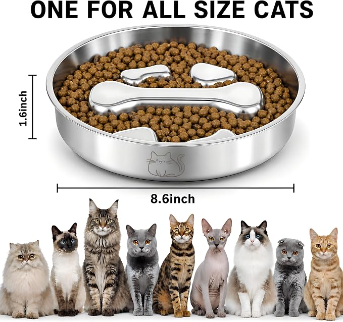 Stainless Steel 2‑in‑1 Double‑Sided Slow Feeder Bowl | 2 Cups Capacity, Non‑Slip Dish for Fast Eaters, Anti‑Gulping Pet Bowl for Small Medium Dogs & Cats, Dishwasher Safe - Image 3