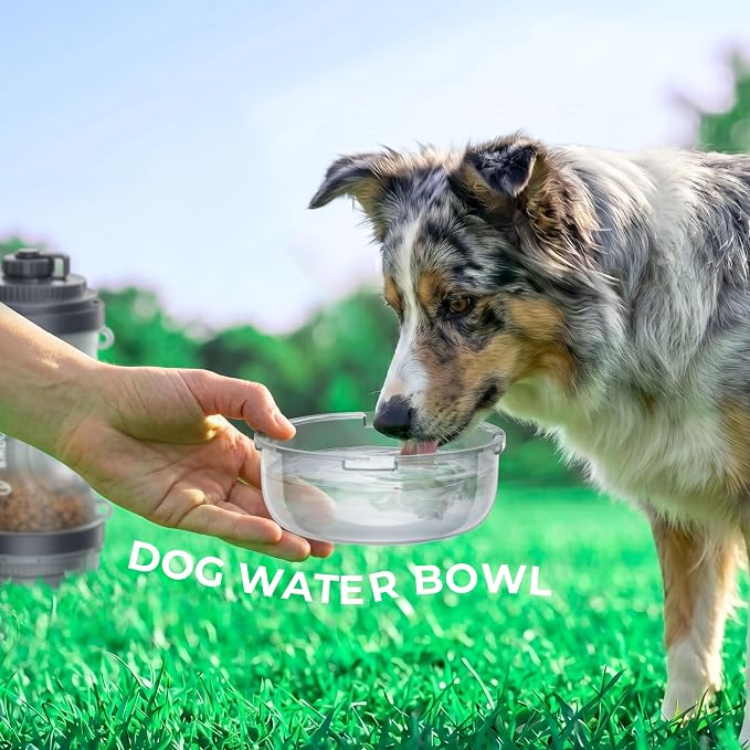 33.5oz Portable Dog Water Bottle for Travel Hydration&Food Feeder | 13.5oz Food Storage, 13.5oz Water Dispenser Bowl, 6.5oz Food Container, Leak-Proof, for All Breeds, Outdoor, Walking, Hiking - Image 7