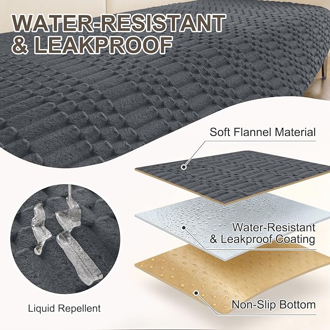 Smiry Waterproof Couch Covers for Dogs Washable, Non Slip Pet Sofa Cover | Plush Scratch Resistant Flannel Furniture Protector for Dogs, Dark Grey, 36" x 82.7" - Image 3