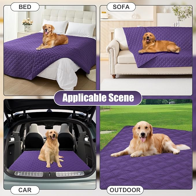 Smiry Waterproof Reversible Pet Couch Covers for Dogs | Pet Friendly, Soft Fabric, Washable Sofa Furniture Protector for Dogs Cat Kids, Checkered (52"x82", Purple/Purple) - Image 7