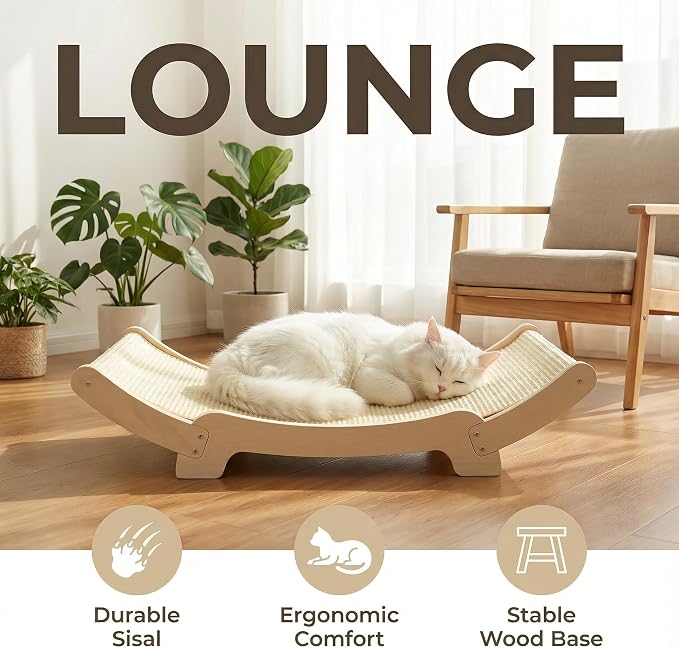 Sisal Cat Scratcher Bed for Indoor Cats Hammock for Scratching Pad Cat Chair Nartural Sisal Scratch Post for Large Cats Scratcher Lounge, Wooden Cat - Image 4