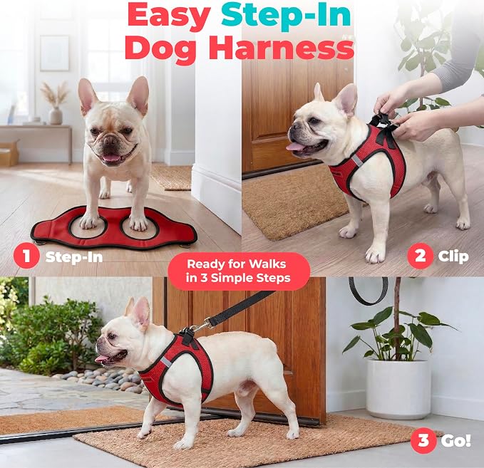 Voyager Step-in Air Dog Vest Harness - Red/Black Trim, Small | 14.5-16" in Chest, Reflective Bands, All Weather Breathable Air Mesh, Cats Compatible, Lightweight, Fast Drying - Image 3