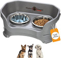 Neater Pet Brands Neater Feeder Deluxe Mess Proof Dog Bowls Elevated for Small Dogs Under 19 lbs, Made in USA, No Spill Raised Dog Food Bowl Stand Feeding Station, Food and Water Bowl Set, Gunmetal by NeaterPetBrands