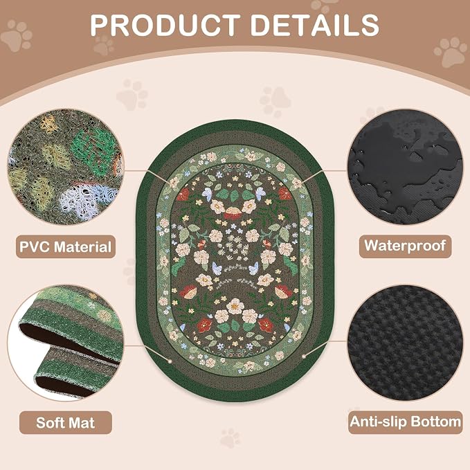 Bienbee Cat Litter Mat, 33" x 22" Dense Trapping Mesh for Litter Boxes | Litter Box Mat with PVC Mesh, Waterproof &Urineproof, Non-Slip Grip, Soft On Kitty Paws and Easy to Clean to Protect Floor - Image 3
