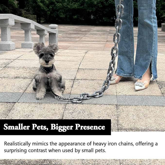 6 Ft Funny Dog Leash, Giant Plastic Fake Chain Leash for Small Dogs | Dog Leash That Looks Like a Heavy Chain, with a Lightweight Feel and Matching Collar for Small Dogs and Funny Walks - Image 4