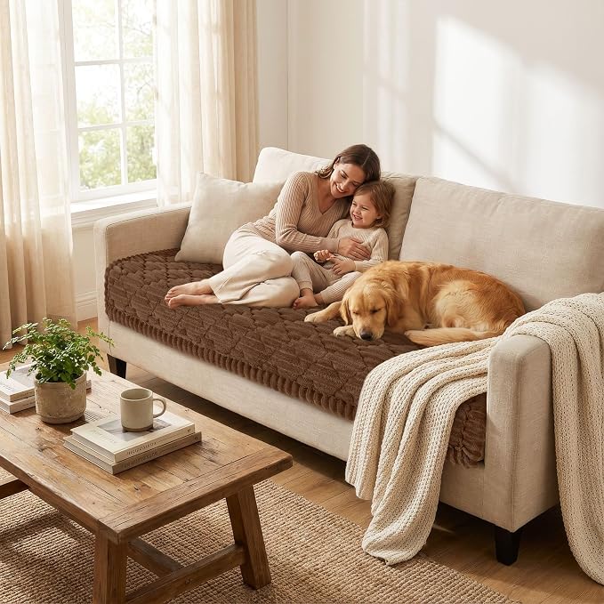 Smiry Couch Cover for Dogs Washable, Non Slip Fuzzy Pet Sofa Protector | Soft Thick Furniture Cover for Sofa, Loveseat and Sectional, Scratch & Pet Hair Resistant (Chocolate, 35.4" x 70.9") - Image 2
