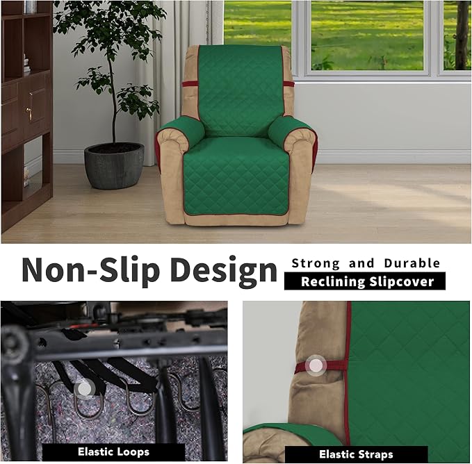 Easy-Going Reversible Couch Cover, Recliner 22 in, Green/Christmas Red | Machine Washable Slipcover For Dogs, Water Resistant Furniture Mat For Living Room, Non-Slip Sofa Cover, Pet Friendly - Image 3