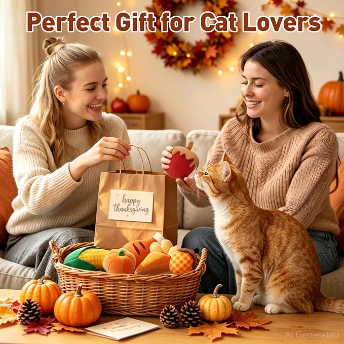 CiyvoLyeen Plush Thanksgiving Catnip Toys for Indoor Cats 6 Pack | Interactive Fall Pumpkin Cat Chew Toys, Boredom Relief, Soft Durable Plush with Catnip, Funny Gift for Cat Lovers & Kitten - Image 8