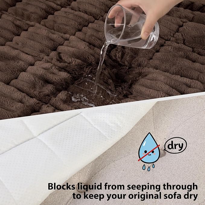 Fixwal Waterproof Flannel Dog Couch Cover, 27.6" x 47", Dark Brown | Integrated TPU Barrier, Non-Slip Backing, Machine Washable, Pet Friendly, Easy Clean Pet Hair, Soft Sofa Cushion Protector - Image 4