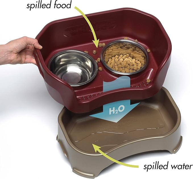 Neater Pet Brands Neater Feeder Deluxe Mess Proof Dog Bowls Elevated for Medium Dogs 19-40 lbs, Made in USA, No Spill Raised Dog Food Bowl Stand Feeding Station, Food and Water Bowl Set, Cranberry - Image 2