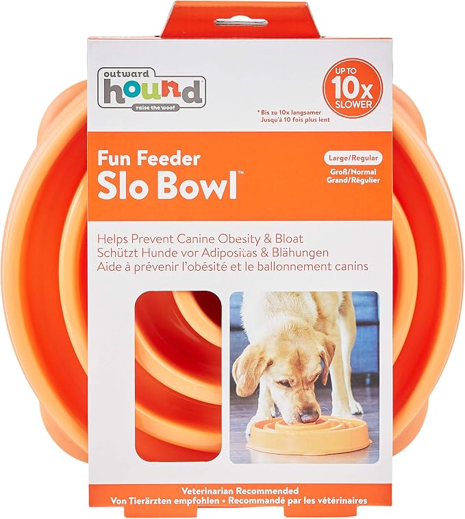 Outward Hound Fun Feeder Slo Bowl – Large 4‑Cup Capacity,Slow Feeding,Medium to Large Dogs,Non‑Slip,Orange,Swirl Pattern,(Pack of 6) - Image 2