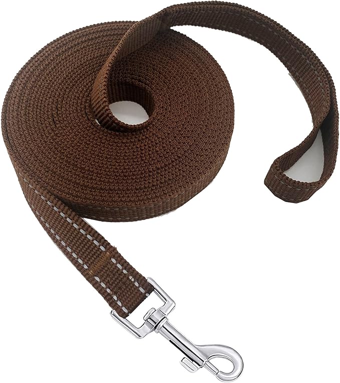 Nylon Training Dog Leash for Small Medium Dogs, 15ft 20ft 30ft 50ft 100ft Reflective Long Leash Dog/Puppy Lead for Obedience Recall Training, Camping by MANDAO