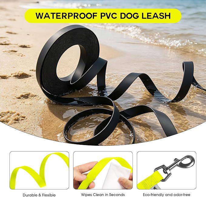Wolfone Waterproof Dog Leash 30FT Long Line Training Recall Lead | 30FT Dog Leash: Durable PVC coated leash with easy clean surface ideal for recall training, camping, hunting and walking - Image 2