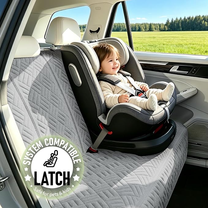 Dog Car Seat Cover for Back Seat, Waterproof 600D Oxford Protector | Non Slip Scratch Resistant Bench Cover, Easy to Clean, Fits Full-Size Trucks/SUVs, 60 Inch -Grey, for Travel and Daily Use - Image 6