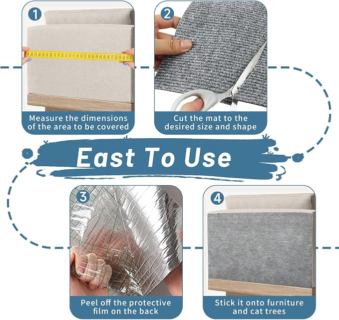 cat Scratch Furniture Protector (Light Grey,78.7x15.8Inch) | Self-Adhesive , Trimmable , Anti-Scratch for Couch & Carpet Corners,Protects Furniture from Indoor Cats - Image 4