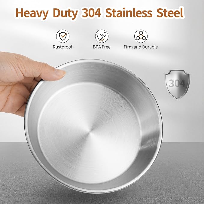 WROSWT Elevated Cat Bowls, 304 Stainless Steel Raised Cat Dishes with Stands, Wide Shallow Anti-Vomiting Kitten Feeder for Whisker Fatigue Relief, Food and Water Bowls Set for Indoor Kitten, 2 Set - Image 4