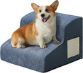 Dog Stairs for Small Dogs 11.8" H, Dog Ramp for Bed, 2-Step, Navy | Dog Steps for Bed, Couch, Pet Stairs with Non-Slip Bottom Design,Cat Scratching, High Density Foam Portable Pet Steps, Indoor by Ahpmeoa