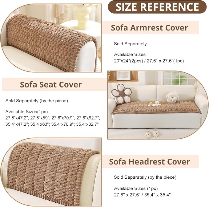OstepDecor Couch Cover for Dogs, Washable Non Slip Sofa Cover for Pets | Soft Couch Covers for Sofa, Loveseat and Sectional, Furniture Protector Against Pet Hair & Dirt (35.4" x 35.4", Brown) - Image 3