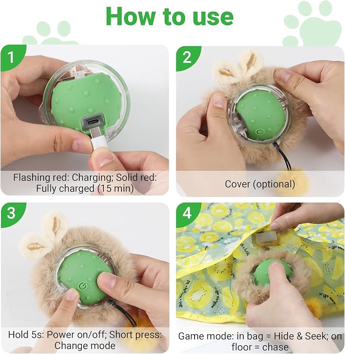 Cat Toys for Indoor Cats, Interactive Cat Toy for Adult Cats | Hide and Seek Play Mat for Bored Kittens, Automatic Rolling Ball with Real Bird Chirping, Motion Activated Rechargeable - Image 7