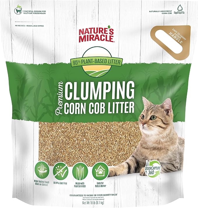 Nature's Miracle Premium Clumping Corn Cob Litter, Tough Odor Bio-Enzymatic Formula, Dust Free by NaturesMiracle