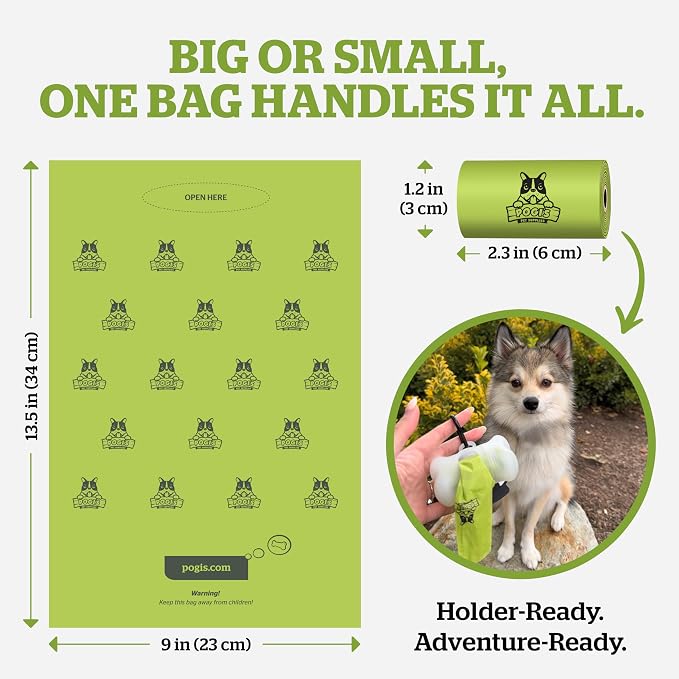 Pogi's Dog Poop Bag Holder & Dispenser, Unscented, Carabiner (15 Bags) | Fits standard refill rolls, clips to any leash, lightweight for daily walks - Image 4