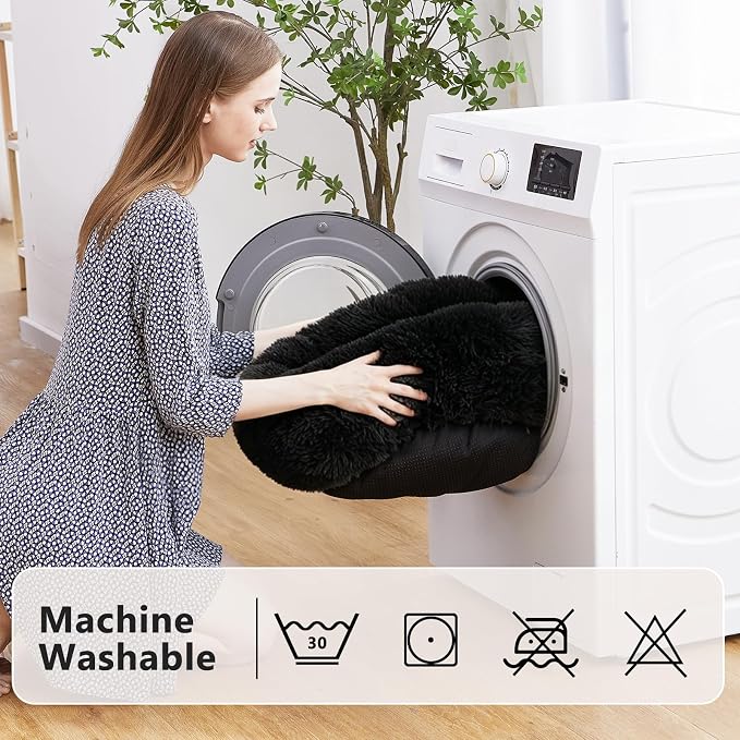 MIXJOY Orthopedic Dog Bed Comfortable Donut Cuddler Round Pet Beds Ultra Soft Washable Dog and Cat Cushion (20''/23''/30'') (27'', Black) - Image 6