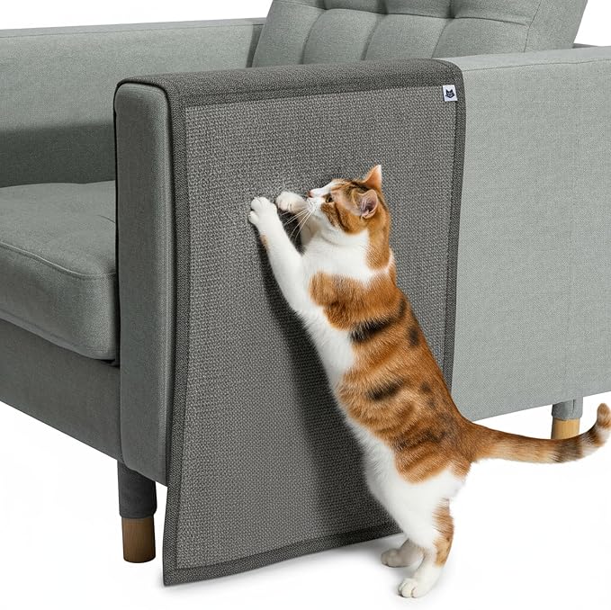 The Cat Ladies Cat Scratch Furniture Protector Mat - Couch Protector from Claws - Anti Scratch Furniture Protectors from Cats Scratching - Sisal Scratcher Pad - Dark Grey by TheCatLadies