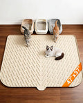 Cat Litter Mat, 47"x37" Extra Large Litter Box Mat, Silicone Mat, Beige | Waterproof Litter Trapping Mat for Scatter Control, Soft on Cat Paws Non-Slip Easy to Clean by Vacqueen