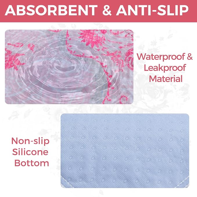 Homimp Cat Litter Mat, Litter Trapping Mat 2 Pack, Contains Mess from Box, Protects Floors,Urine Waterproof,Non-slip,Less Waste Cat Litter Box Mat,Soft on Kitty’s Paws,Washable,Absorbent,Pink 18"X24" - Image 2