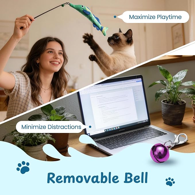 Catnip Toys, [12000mg] Extra Large Toys for Indoor Cats with Removable Bell, 100% Natural North American Catnip Floppy Fish Cat, Crinkle Sound & Soft Cotton-Free Surface - Image 4