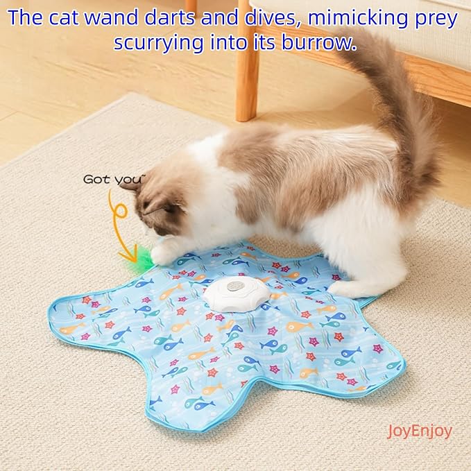Hide and Seek Interactive Cat Toys, Puzzle Motion Activated for Indoor Cats | Cat Enrichment & Stimulating, Electronic Design, Moving toy play mat, USB & Battery Powered, 5-Hole, Multi-Cat, Bird Sound - Image 2