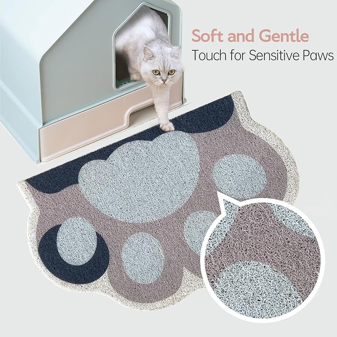 Cute Cat Litter Mat 24”x16”, Litter Box Mat, Litter Trapping Mat, Soft on Kitty Paws, Easy Clean, Anti Slip, Pet Accessories, Door Floor mats - Blue Grey60*40 - Image 6
