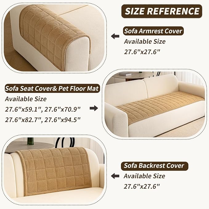 Couch Covers for Dogs, Non Slip Washable Pet Couch Covers for Sofa | 27.6”x70.9” Light Brown Soft Velvet Sofa Covers for 2-3 Cushion Couch, Couch Protect Against Pet Hair, Scratches & Stains - Image 3
