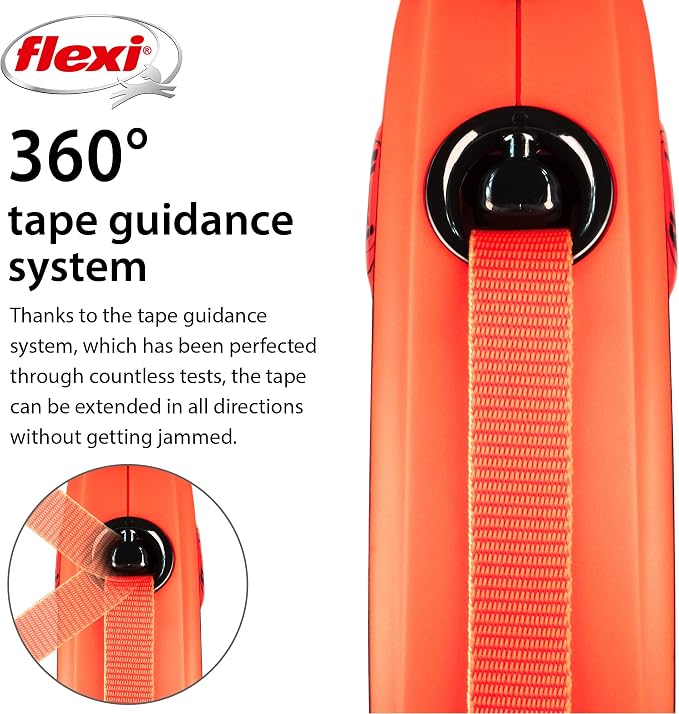 FLEXI® Xtreme Tape Retractable Dog Leash, Medium, 16 ft - Orange/Black | German engineered, original flexi leash, durable quality for dogs up to 77 lbs, tangle-free, walking, reliable brake system - Image 5